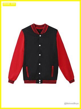 Unisex Varsity Baseball Jacket Loose Casual Button Front Lightweight